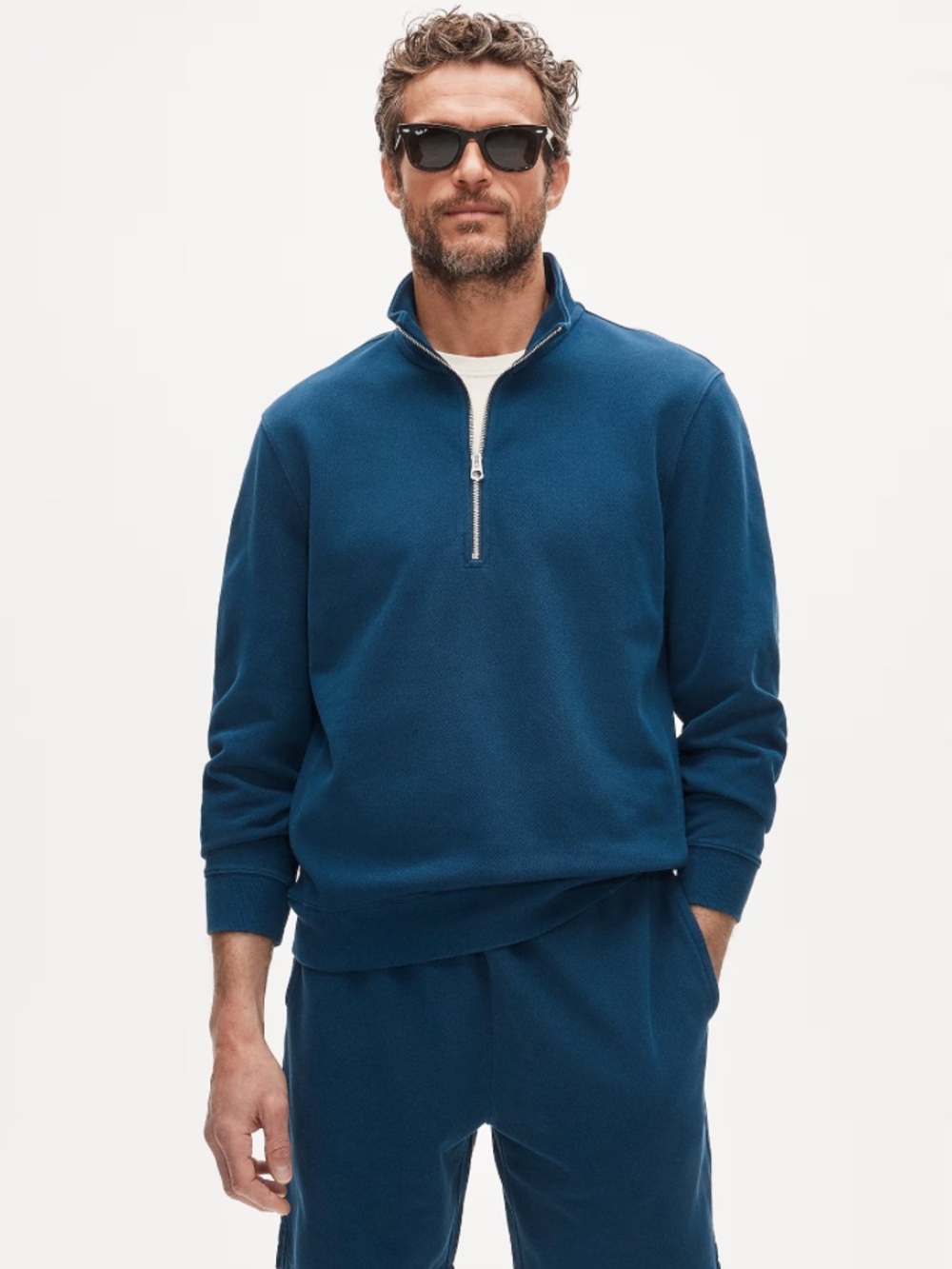 J. Crew Washed court terry quarter-zip pullover - Nantucket Navy